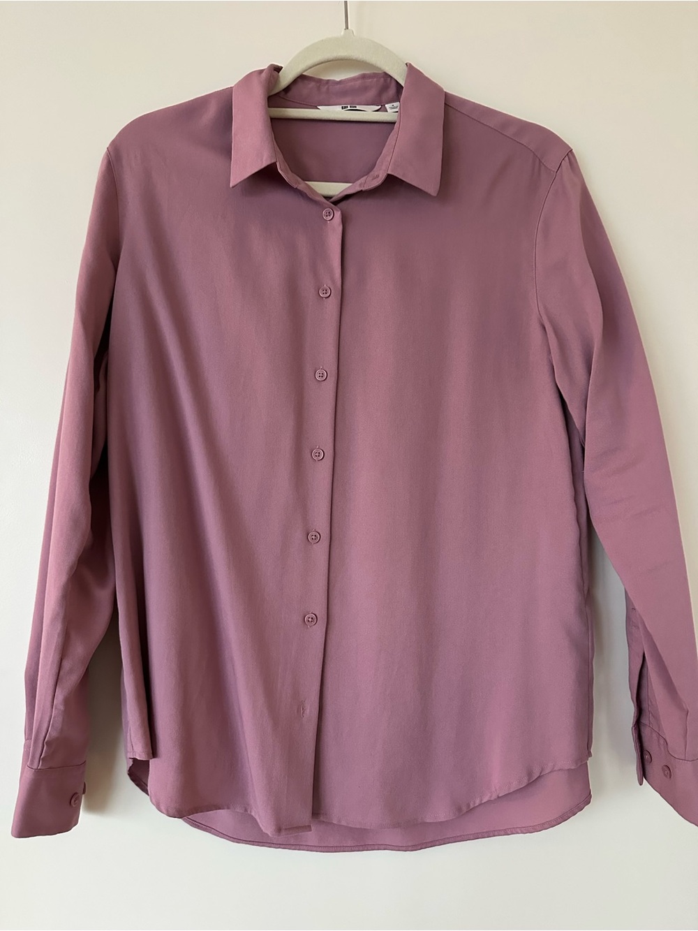 Long-Sleeve Button-Up Shirt in Dusty Rose